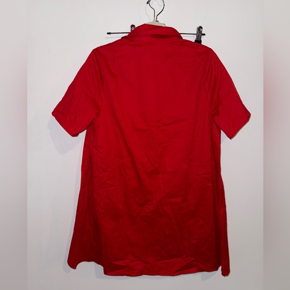 TCEC Women’s Pleated Shirt Dress, Red - Picture 3 of 5